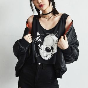 OMOCAT Skullgirl Graphic Cropped Tank Top